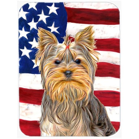 USA American Flag With Yorkie & Yorkshire Terrier Mouse Pad; Hot Pad Or Trivet